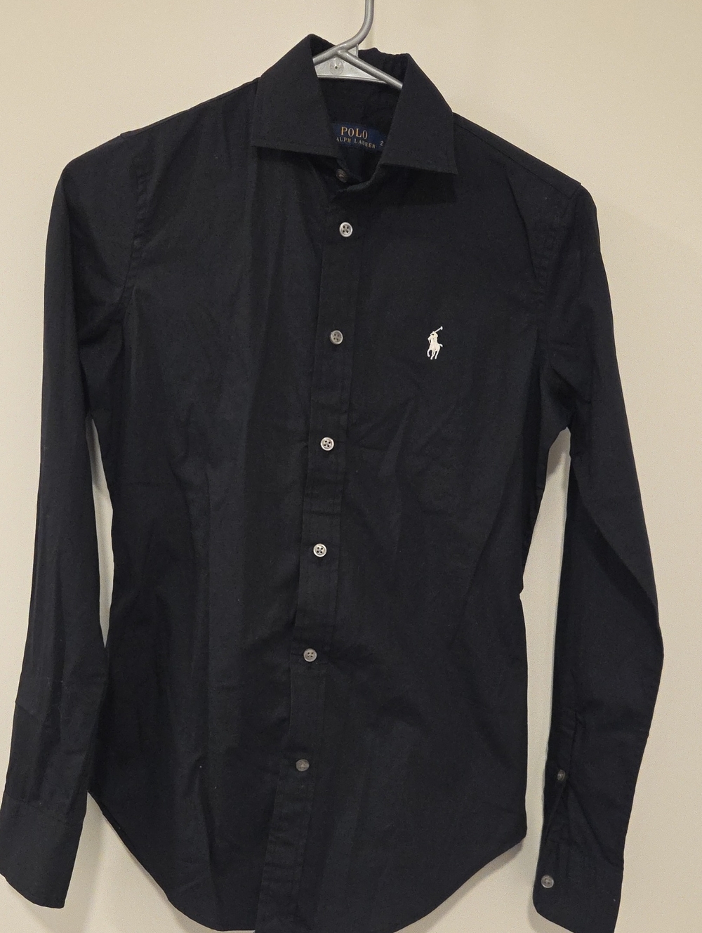 Polo Ralph Lauren Black Long-Sleeve Dress Shirt with White Pony